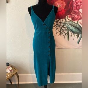 UO Teal Corduroy Midi Dress